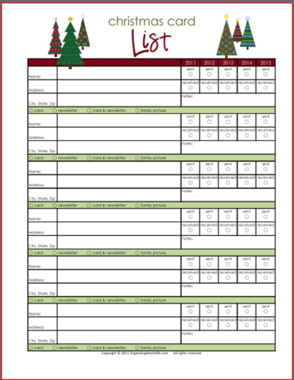 Christmas Card Newsletter Planning Printables Organizing Homelife