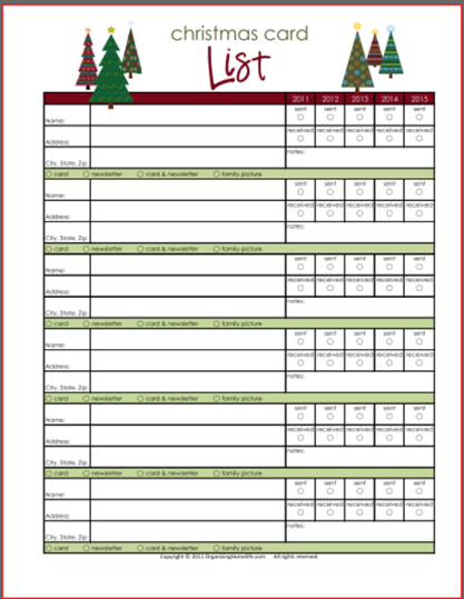 Christmas Card & Newsletter Planning Printables