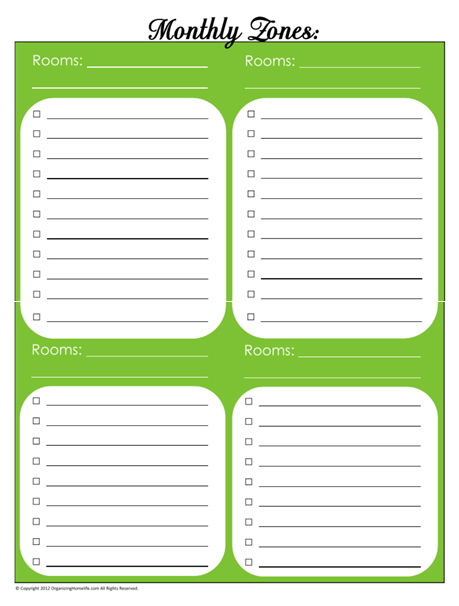 Click to Download the Blank Monthly Zones Chore Schedule