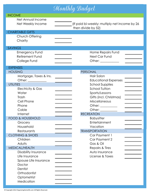 Where can you make a worksheet for a bi-weekly budget?