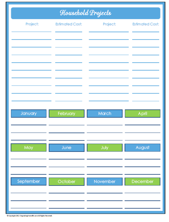 31 Days of Home Management Binder Printables Day 20 Household