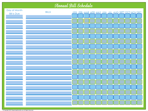 Annual Bill Schedule Editable