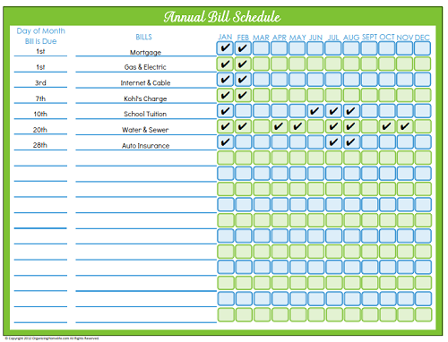 Bill Calendar Template from www.organizinghomelife.com