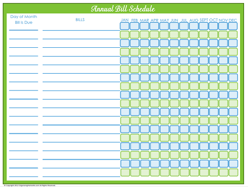 Editable Bill Payment Schedule Organizing Homelife