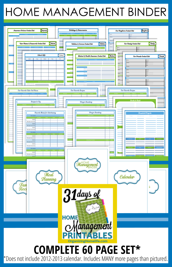 Printable Home Planner Organizing Home Management Binder