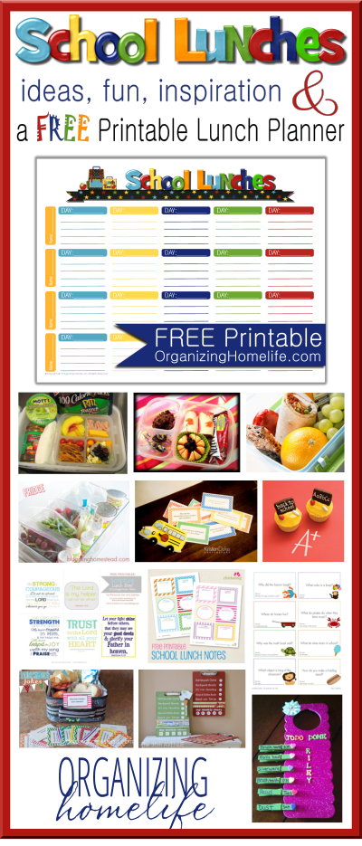 School Lunch Ideas and a Free School Luch Planner