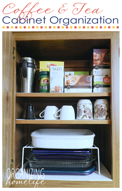 Coffee & Tea Cabinet Organization