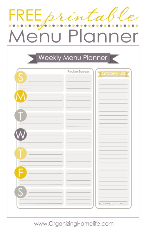 Free Printable Menu Planner