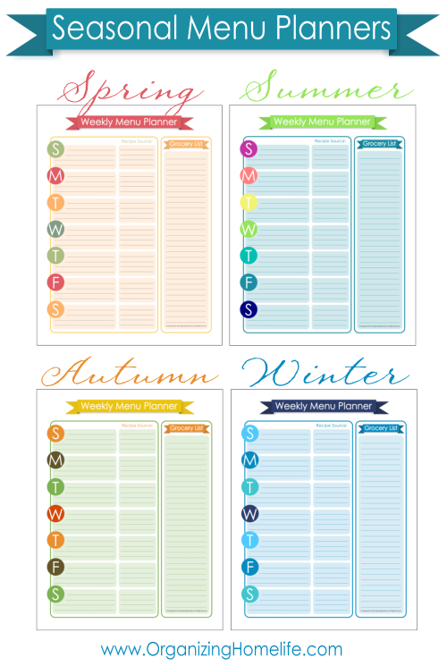 Seasonal Menu Planners