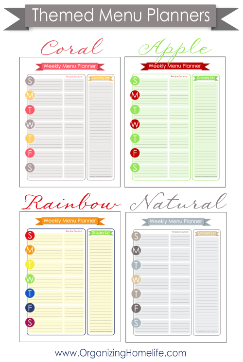 Themed Menu Planners