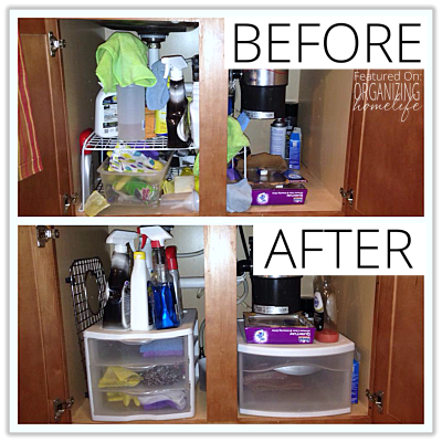 How to Organize Under Your Sink ~ Organize Your Kitchen Frugally Day 2 -  Organizing Homelife