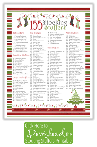 Stocking Stuffer Ideas Free Printable List