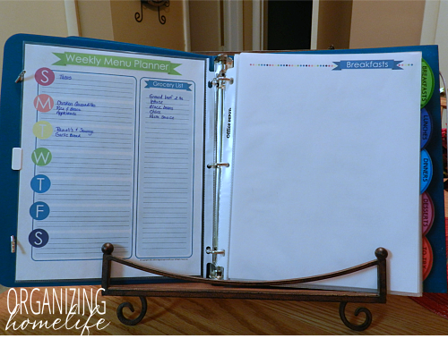 Weekly Meal Planning in a Recipe Binder
