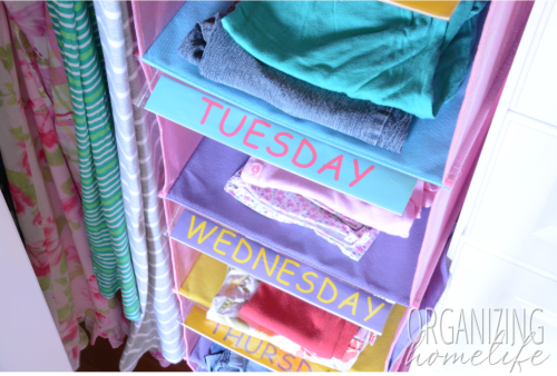 children's weekly clothing organizer