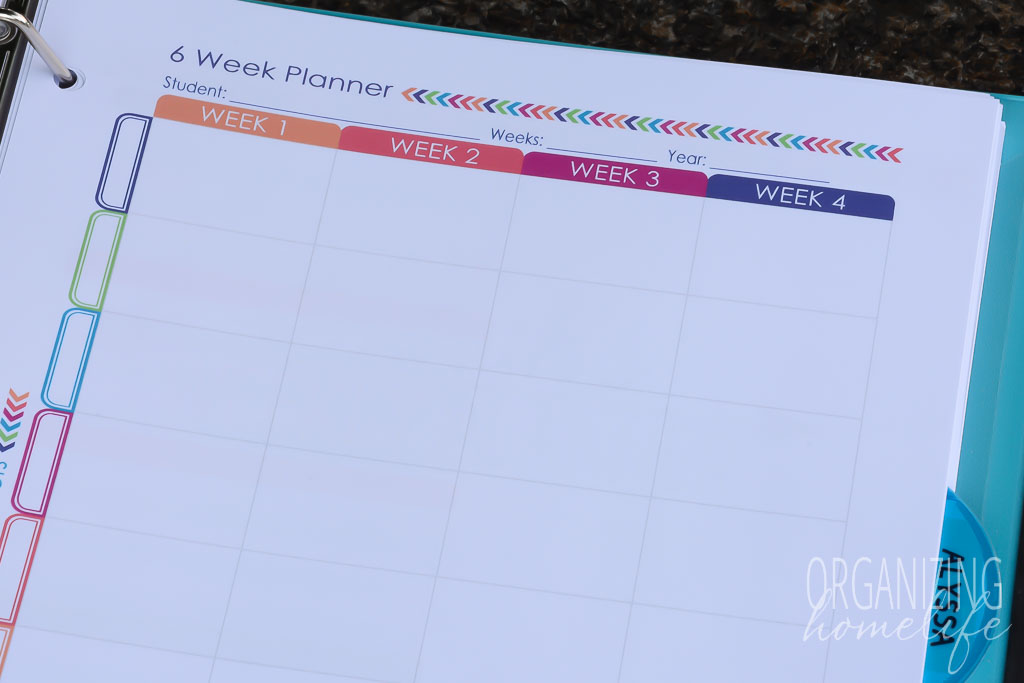 Homeschool Planner - 6 Week Planner