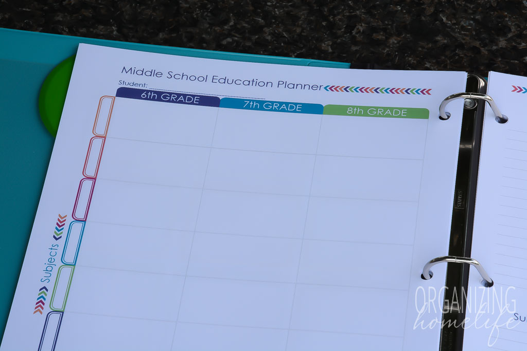 Homeschool Planner - Education Planner Middle School