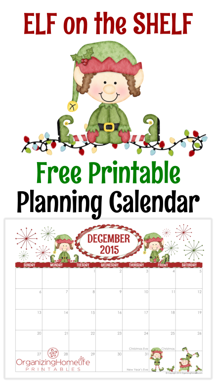 Elf on the Shelf Free Printable 2015 Planning Calendar