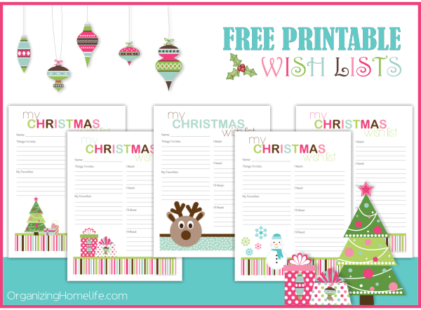 Free Printable Christmas Wish Lists | Organizing Homelife