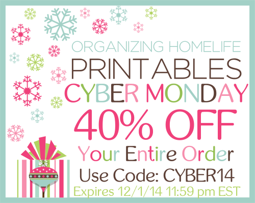 Organizing Homelife Printables Cyber Monday Sale