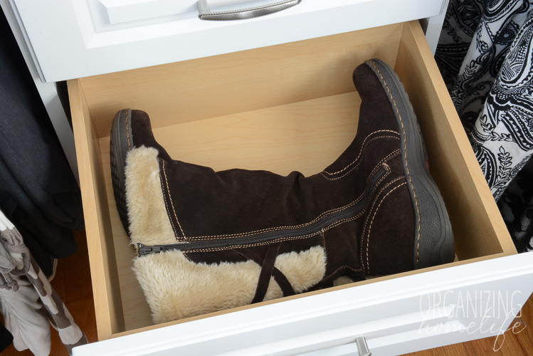 Master Bedroom Closet Organization - Organized Boots