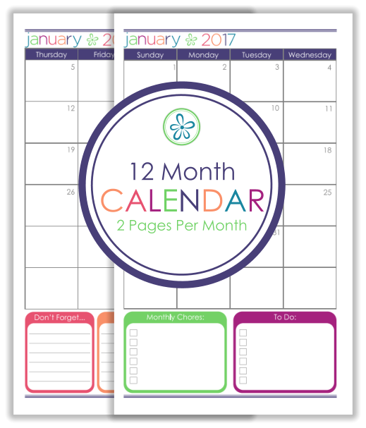 2016 Printable Planner 2017 Organizing Homelife