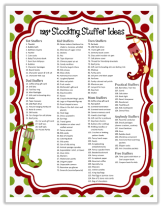 125 Stocking Stuffer Ideas Free Printable