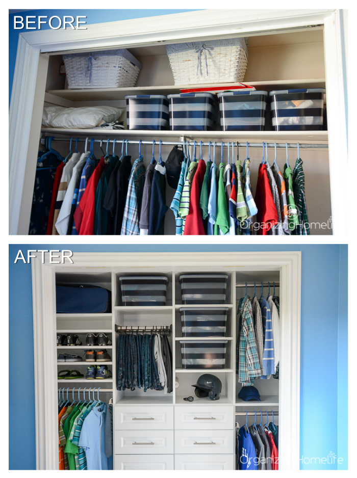 Tween Boy's Room Closet Organization