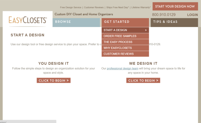 EasyClosets Start a Design