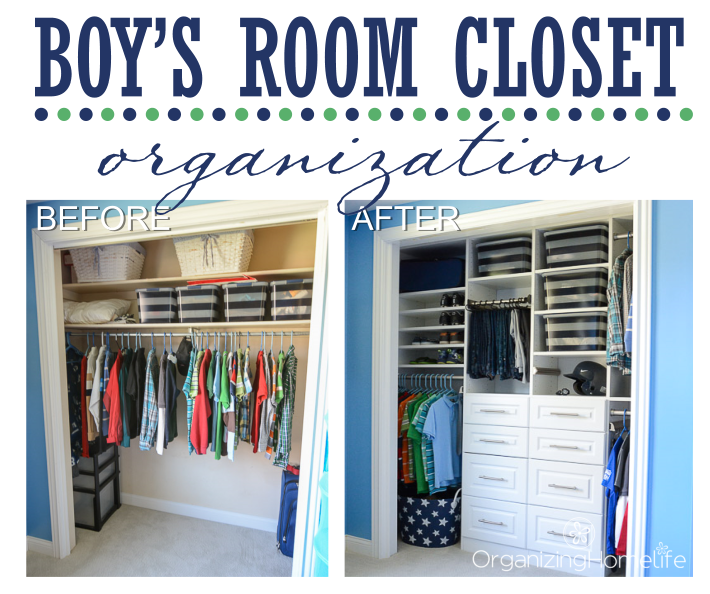 Tween Boy's Room Organized Closet Reveal - Organizing Homelife