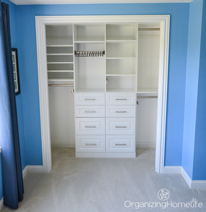 Organized boy's room closet