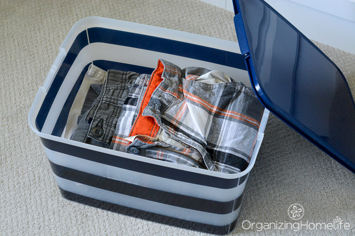 Organizing a Boy's Closet with Seasonal Clothing Bins