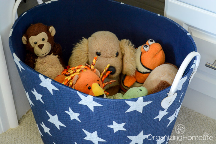 Organizing Stuffed Animals in a Basket