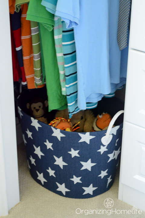 Basket in Closet for Stuffed Animals