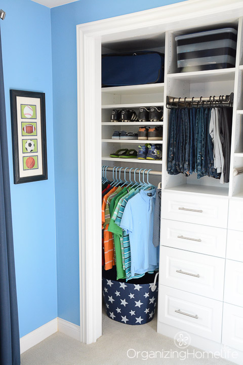 Organized Boy's Closet for Tween Room