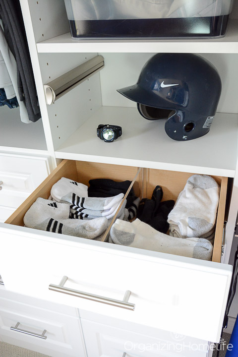 Boy's Room Organized Sock Drawer