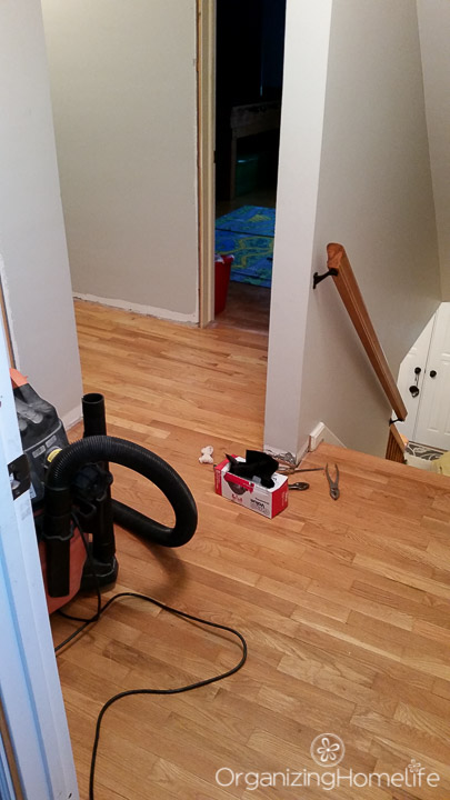 Hardwood floor refinishing - after carpet removal | Organizing Homelife