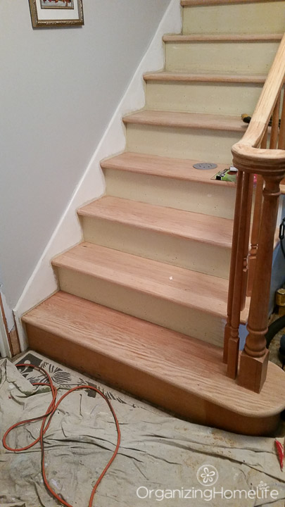 Hardwood floor refinishing - sanding the stairs | Organizing Homelife