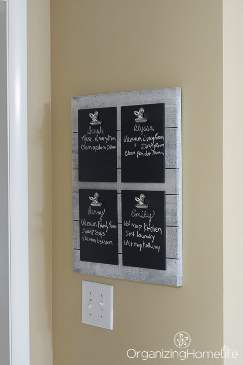 Chalkboard in kitchen for kids' chores and important notes