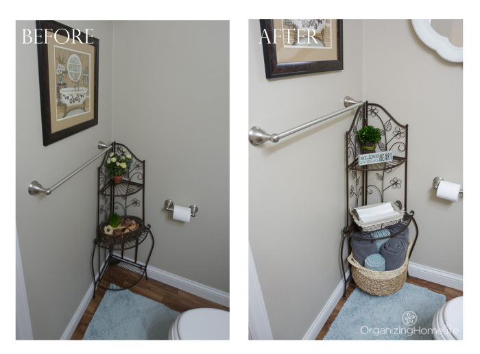 Corner Rack Before and After | Organizing Homelife