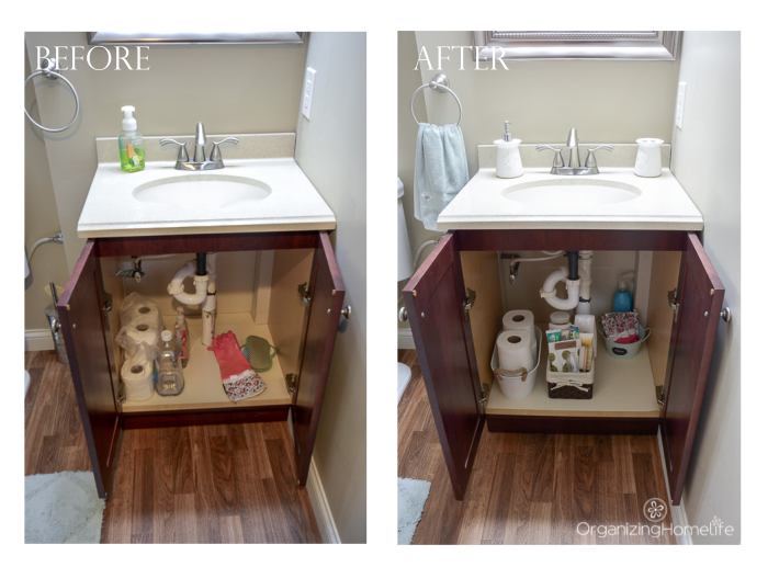 Under Sink Before and After | Organizing Homelife