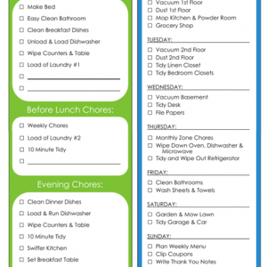 31 Days of Home Management Binder Printables: Day #4 Daily and Weekly Chore Schedule