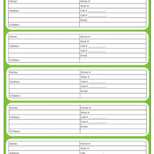 31 Days of Home Management Binder Printables: Day #9 Contacts List ~ Our Family