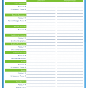 31 Days of Home Management Binder Printables: Day #13 Utilities & Services