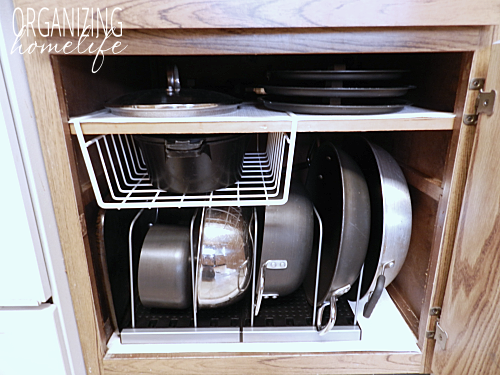 How To Organize Your Kitchen Frugally, Under Cabinet Pot And Pan Organizer