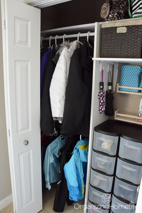 Double Coat Rods in Entry Closet | Organizing Homelife