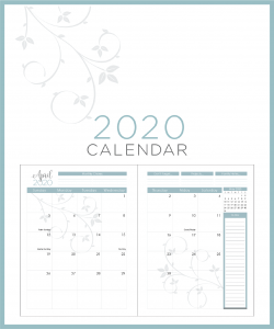 2020 Printable Swirl Calendar